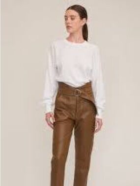 Marissa Webb Bennett Patch Pocket Lambskin Leather Pant sz 0